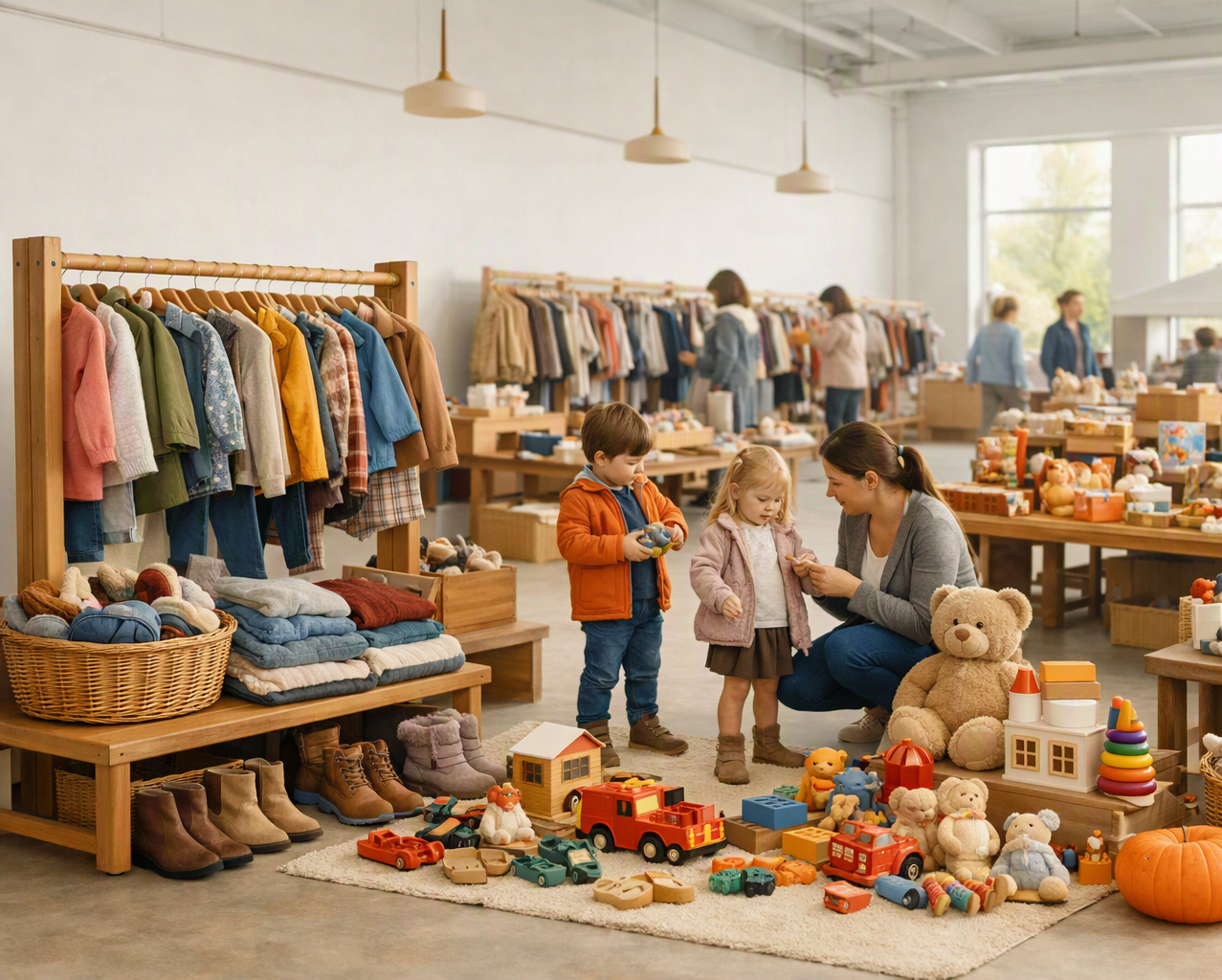 Kleidung an einem Flohmarktstand